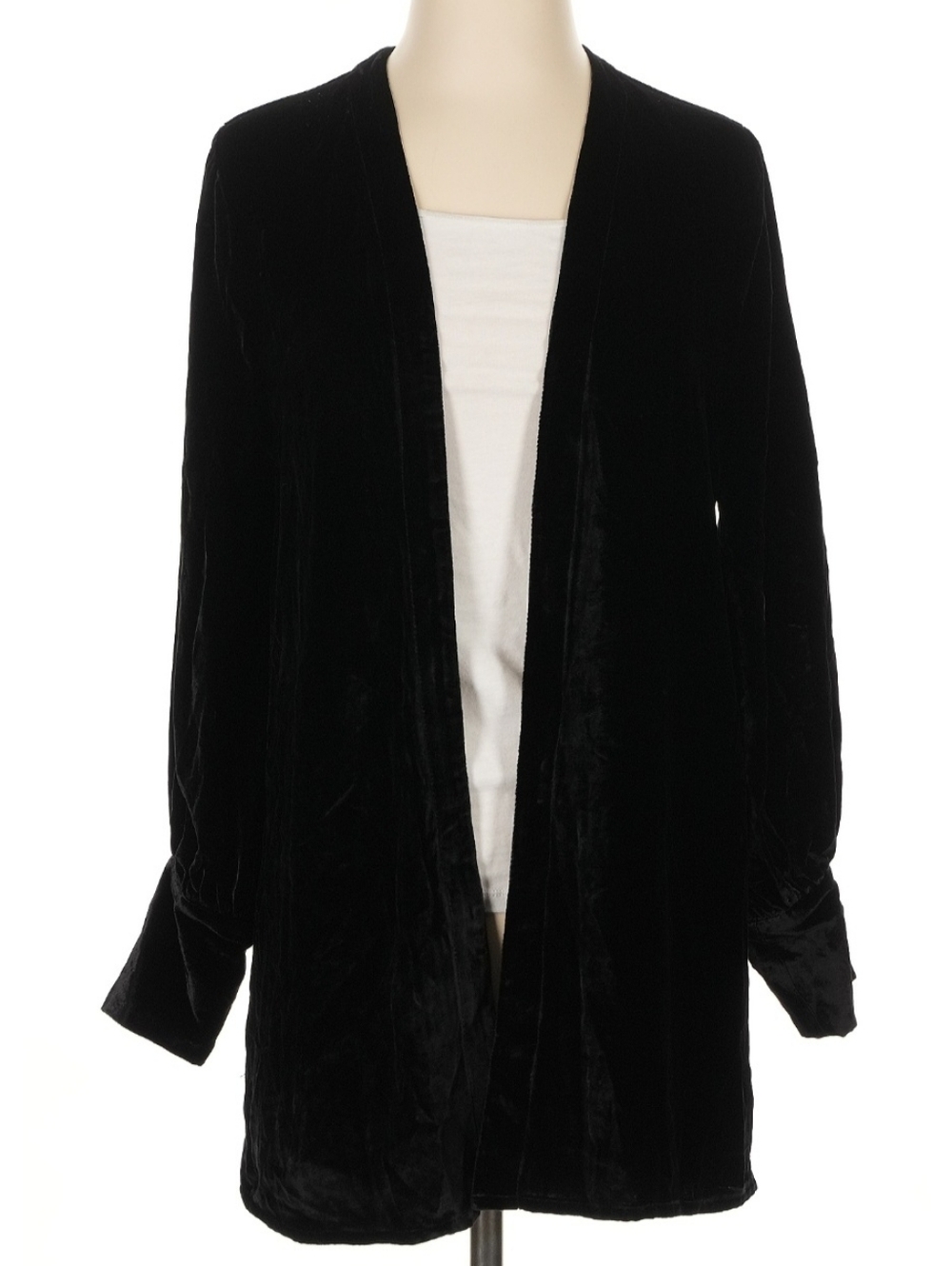 Chaser Black Velvet Open Front Cardigan, X Small